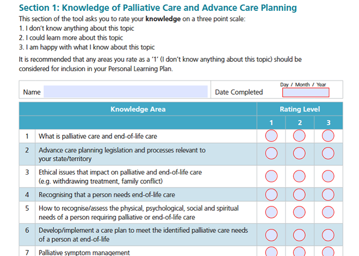 Screenshot of the ELDAC Personal Learning Assessment